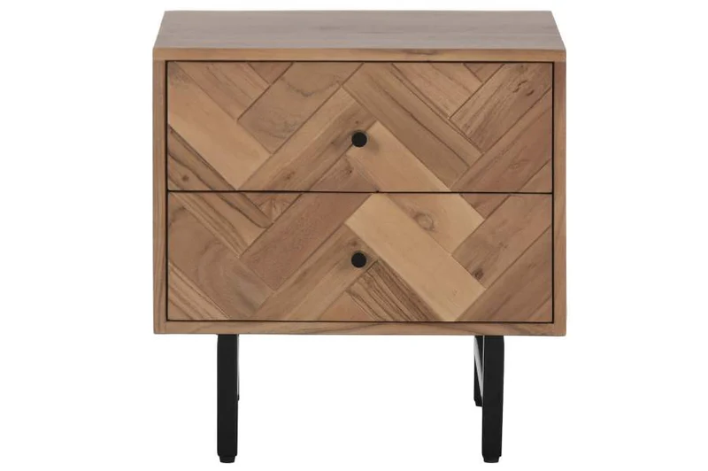 MESITA DE NOCHE ACACIA METAL 50X40X50 MARRON