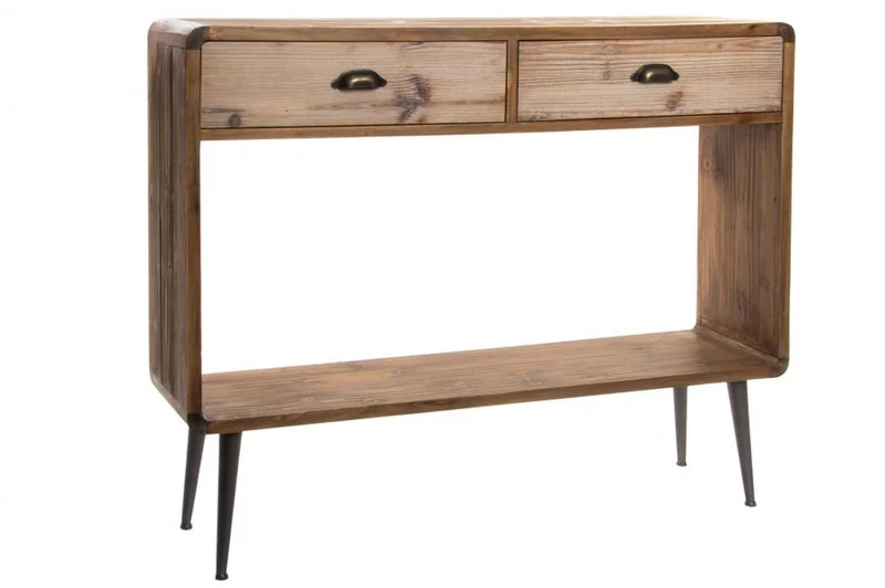 CONSOLA MADERA METAL 115X30X96 NATURAL