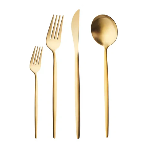 Karaca Bella V2 6 Kişilik 24 Parça Çatal Kaşık Bıçak Seti – Matte Gold