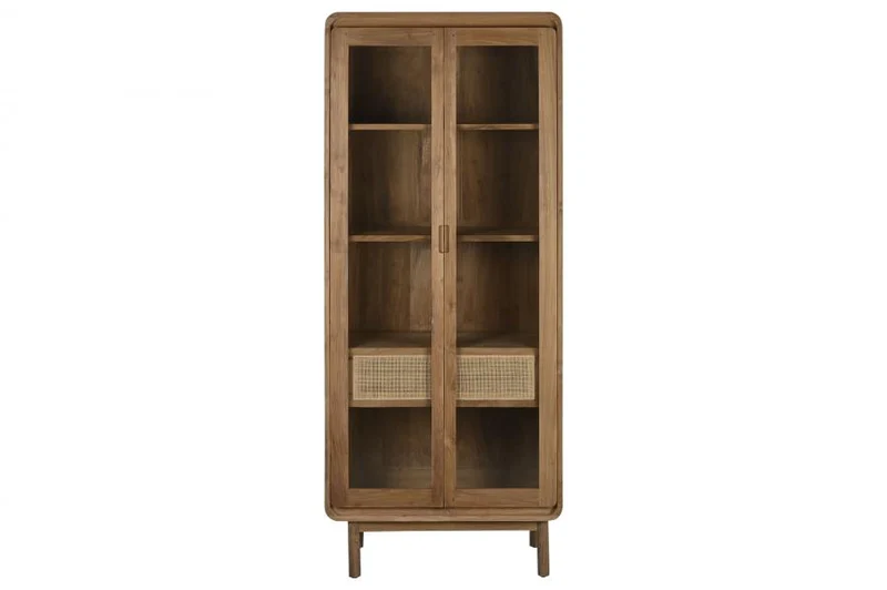 VITRINA TECA CRISTAL 80X45X190 NATURAL