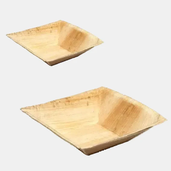 Bowl rectangular Areca hoja de palma. 16 x 16 x 4,5 cm - 25 Uds.