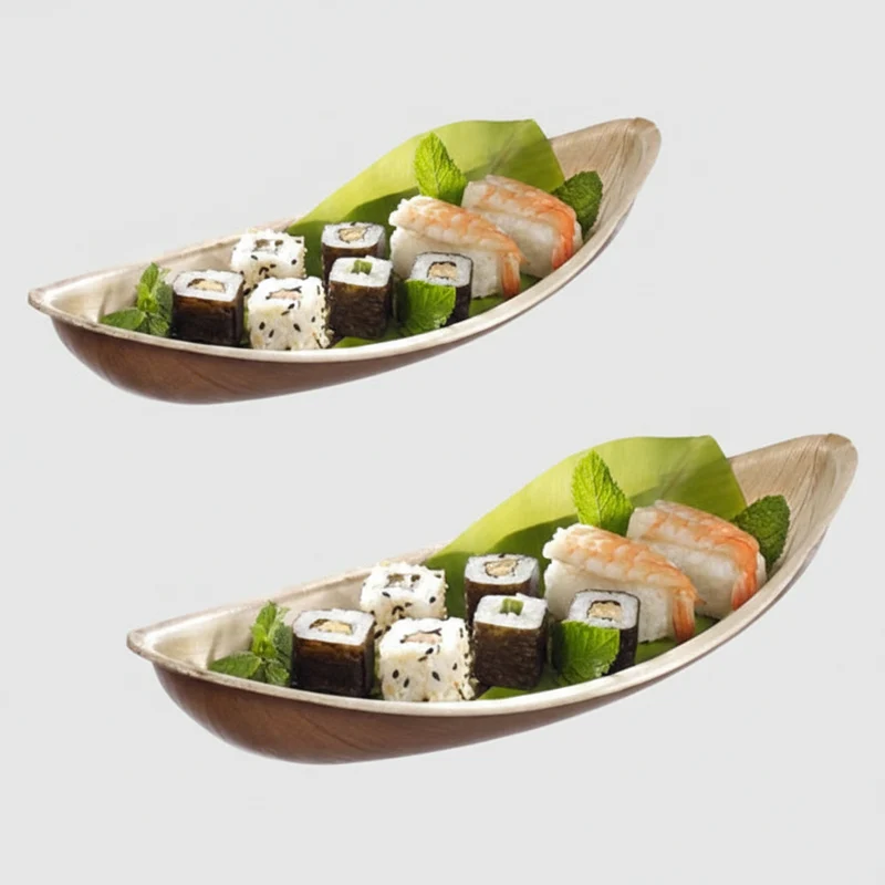 Plato barca Areca de hoja de palma. 13 x 30,1 x 5,7 cm - 100 Uds.