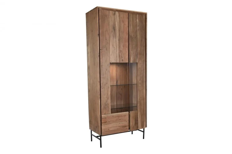 VITRINA ACACIA CRISTAL 80X40X197 MARRON