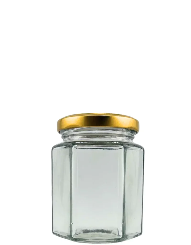🫙⬢Tarro de Cristal Hexagonal 196 ml Twist-Off 58