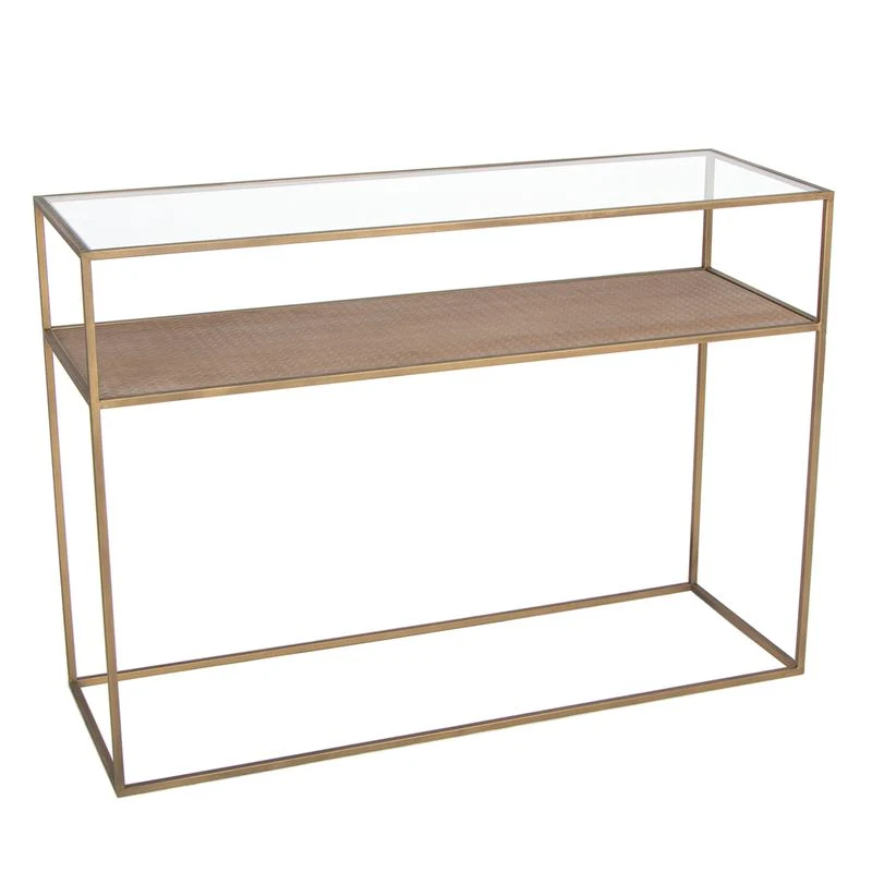 CONSOLA RATAN METAL ORO