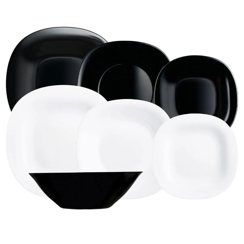 VAJILLA 19PZAS CARINE BLANCO Y NEGRO LUMINARC