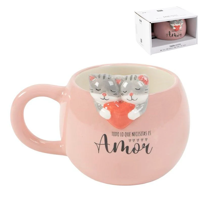 MUG 400ML FIGURA GATOS AMOR