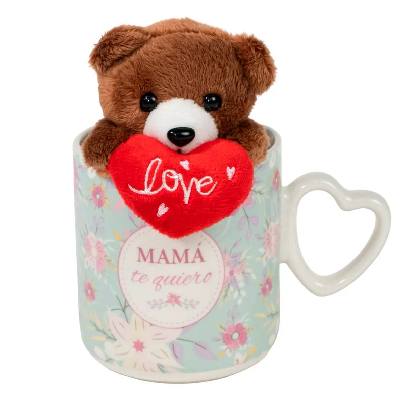 TAZA 348ML CON PELUCHE MAMA