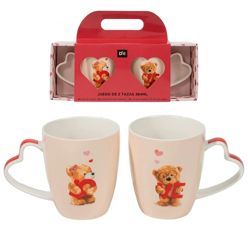JUEGO DE 2 MUGS 384ML AMOR