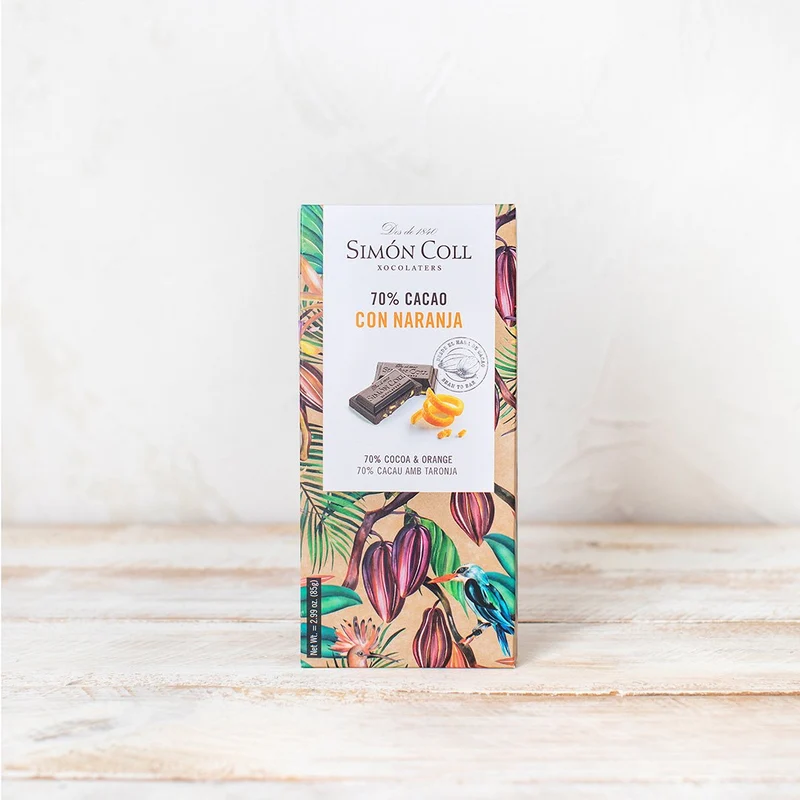Chocolate 70% cacao con naranja