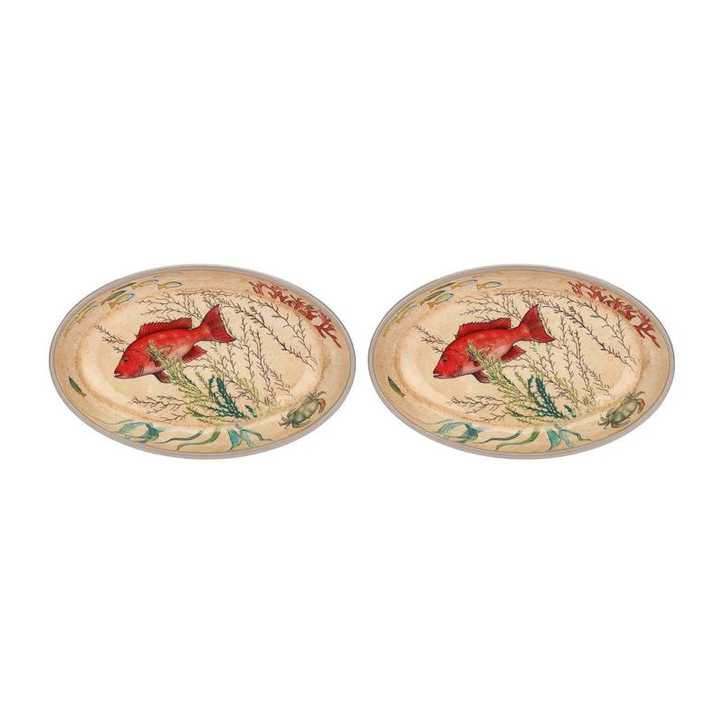 Set de 2 fuentes ovaladas de melamina Sea Life Rose & Tulipani