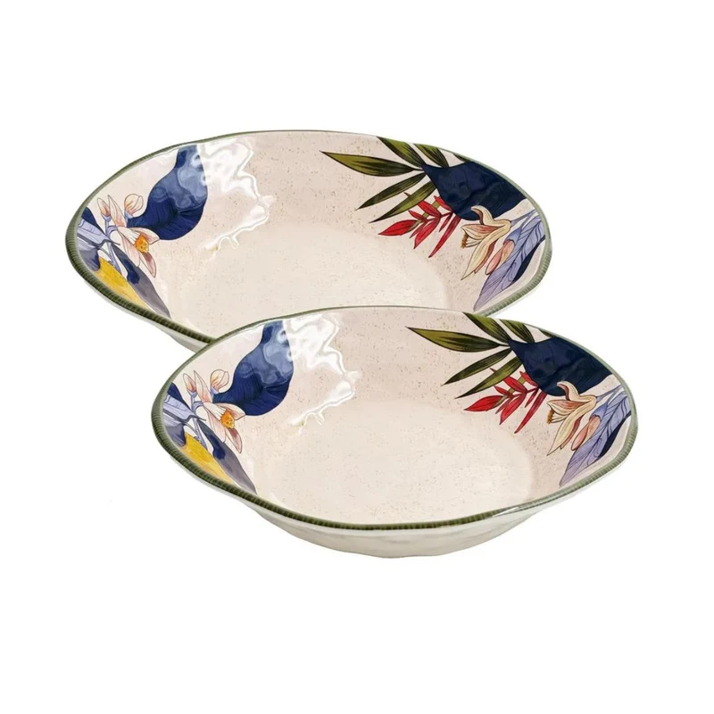 Set de 2 platos hondos de melamina Limù Rose & Tulipani