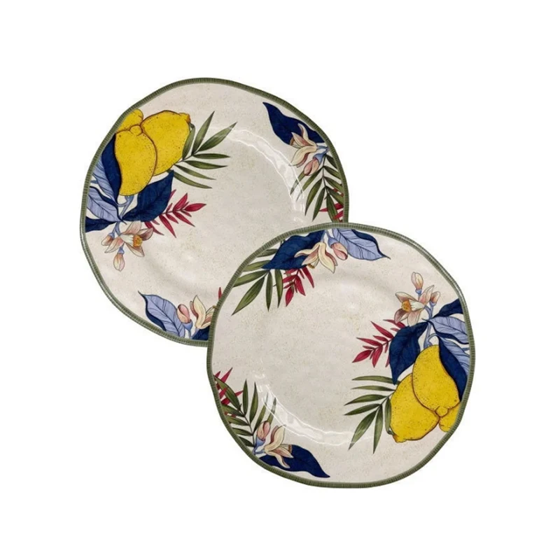 Set de 2 platos planos de melamina Limù Rose & Tulipani