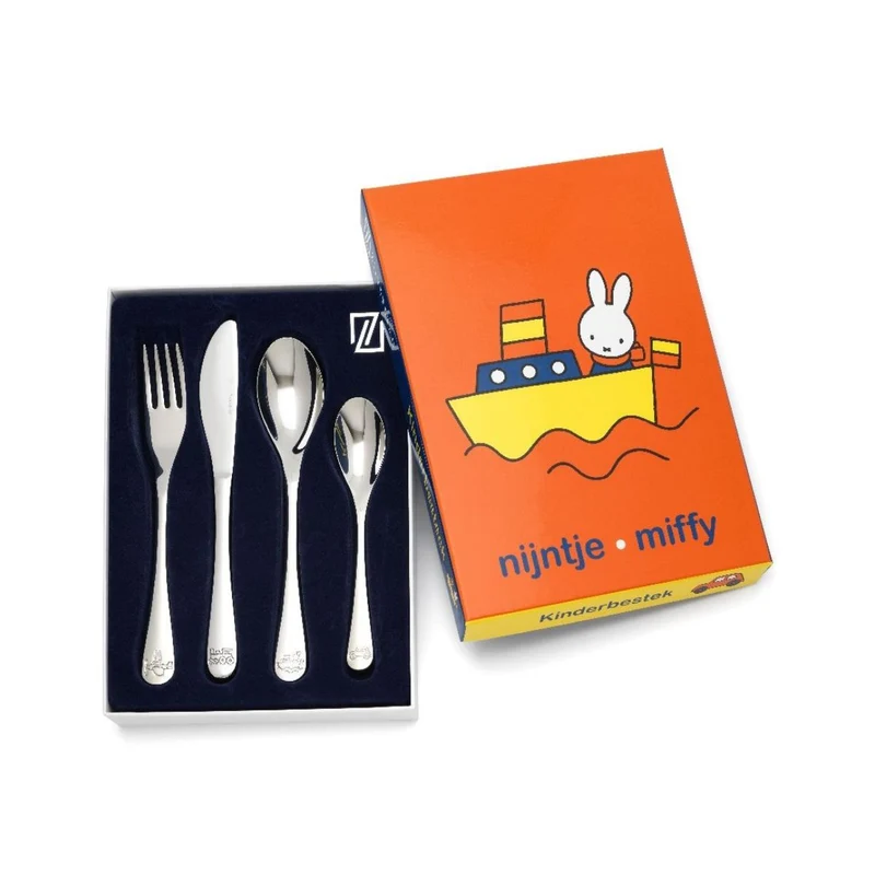 Cubertería de 4 piezas de acero inox Miffy Vehicles Zilverstad