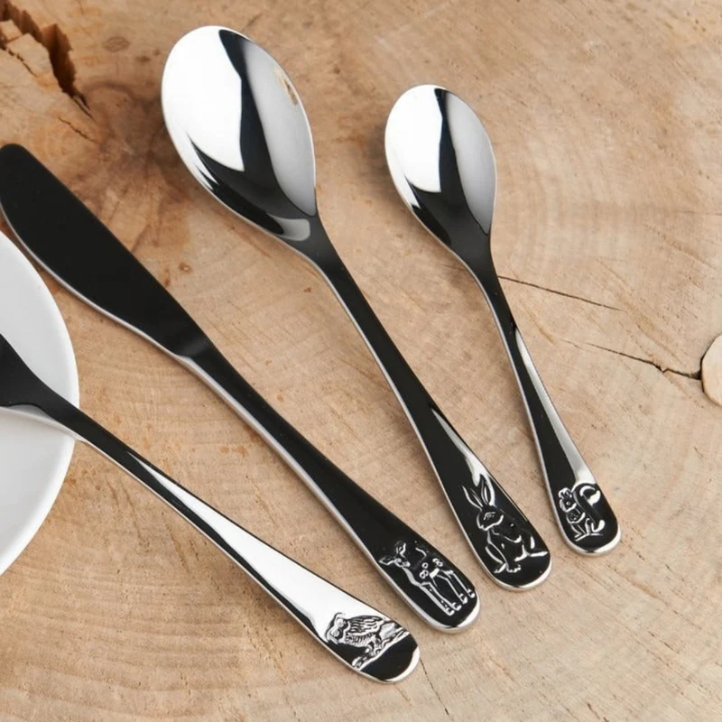 Cubertería de 4 piezas de acero inox Forest Animals Zilverstad