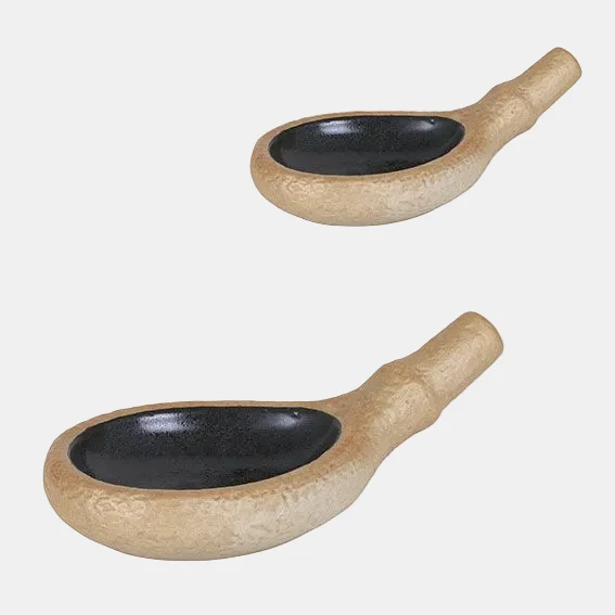 Plato con asa marron negro Stoneware. 31 x 17 x 5 cm - 3 Uds.