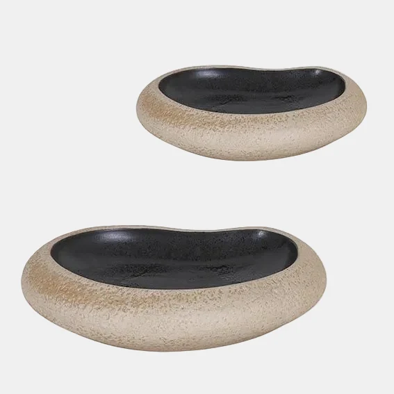 Plato marron negro Stoneware. 27 x 21 x 6,5 cm - 3 Uds.
