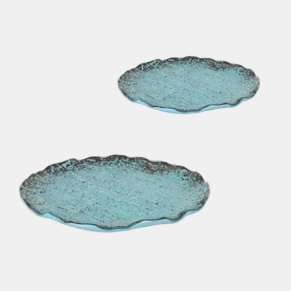 Plato turquesa postre redondo. ø20 x 1,5 cm - 6 Uds.