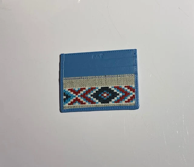 TARJETERO PIEL AZUL ÉTNICO