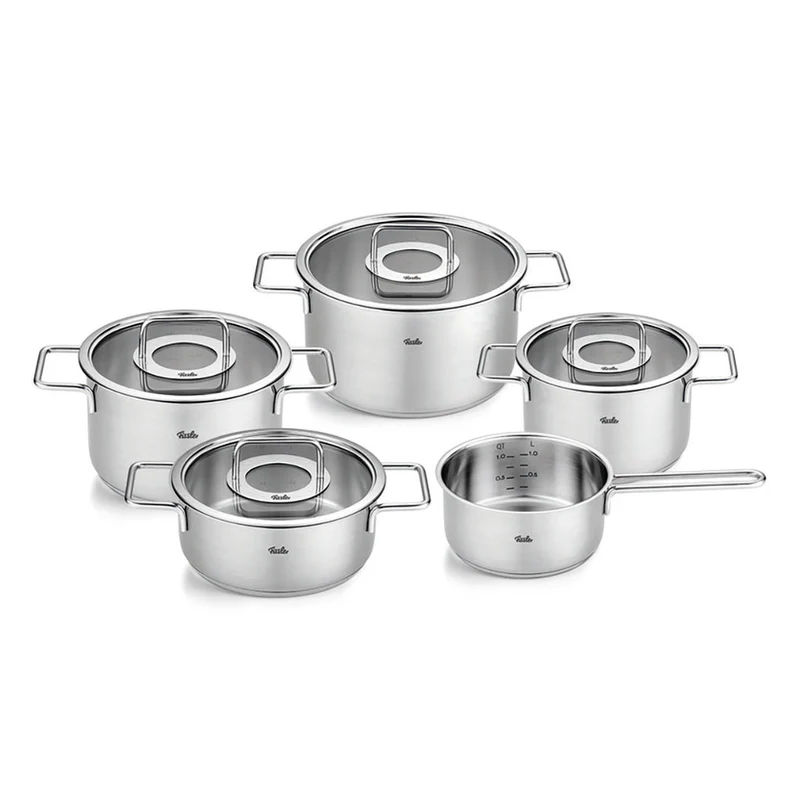 Batería 5 piezas acero inoxidable con tapa de cristal Pure Collection Fissler