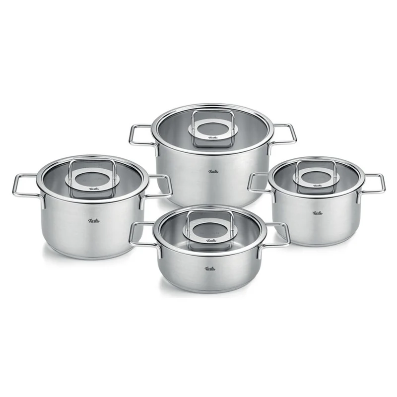Batería 4 piezas acero inoxidable con tapa de cristal Pure Collection Fissler