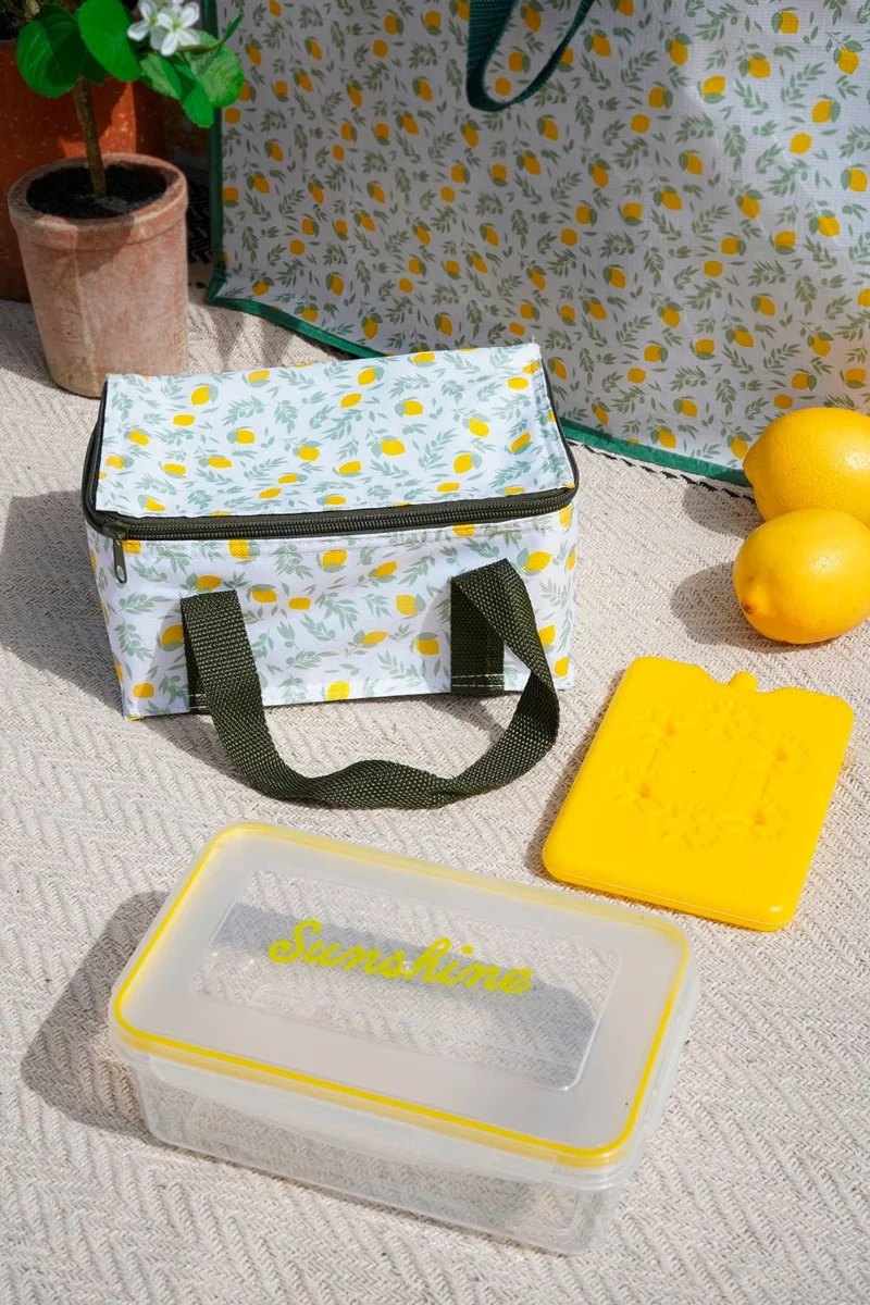 Bolsa Térmica Con Hielo Y Fiambrera Limones