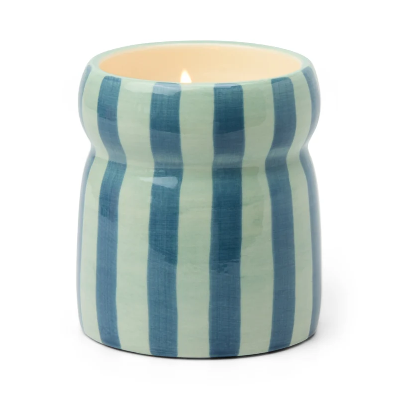 Vela de Cerámica Cabana con Rayas Azul/Navy - Warm Cider