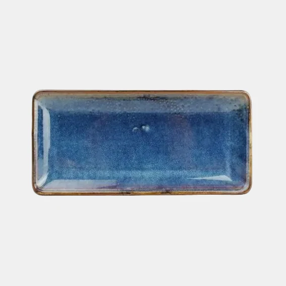 Fuente rectangular de porcelana azul Nova. Varias medidas - 4 Uds.