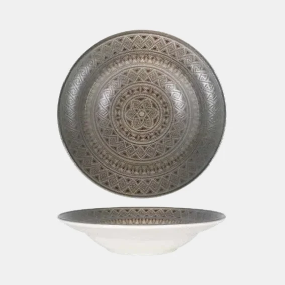 Plato pasta de porcelana Damasquino. ø24 cm - 6 Uds.