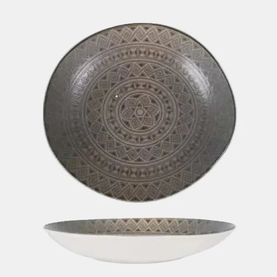 Plato hondo de porcelana Tango Damasquino. 26 x 24 cm - 6 Uds.