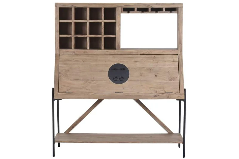 MUEBLE BAR ACACIA METAL 120X45X145