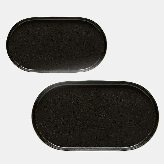 Fuente de gres oval Notos Latitude Black. 37 x 20,5 x 3,1 cm - 1 Ud.