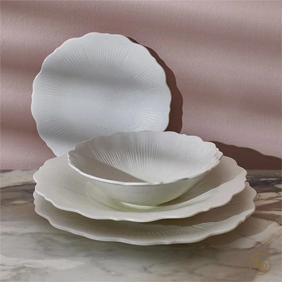 Plato hondo de porcelana blanco Floret ø28 cm - 4 Uds.