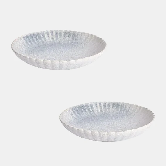 Plato hondo de porcelana Dune azul. ø25,5 cm - 4 uds.