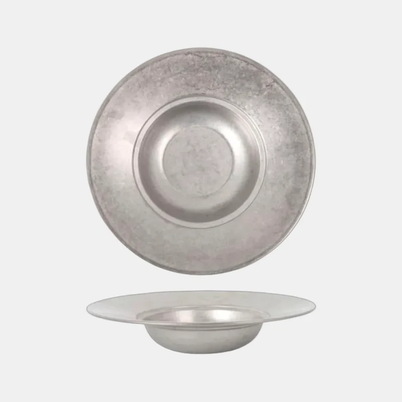 Plato pasta plata vieja inox. ø26 x 5.6 cm - 12 Uds