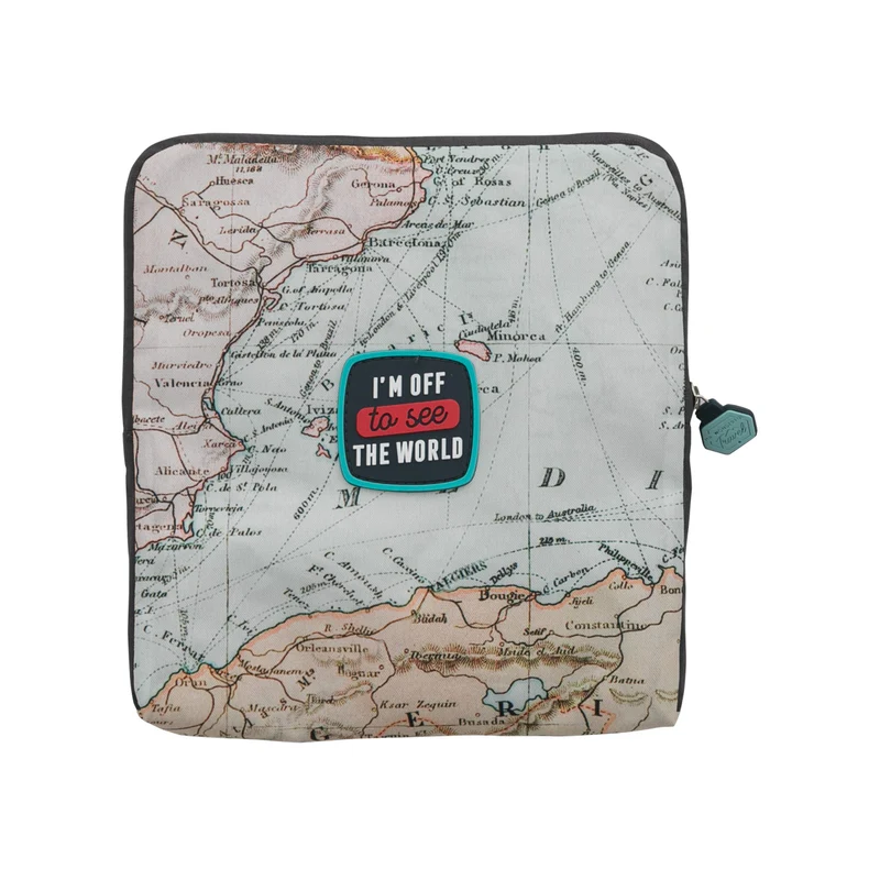 Blue foldable travel bag - I'm off to see the world