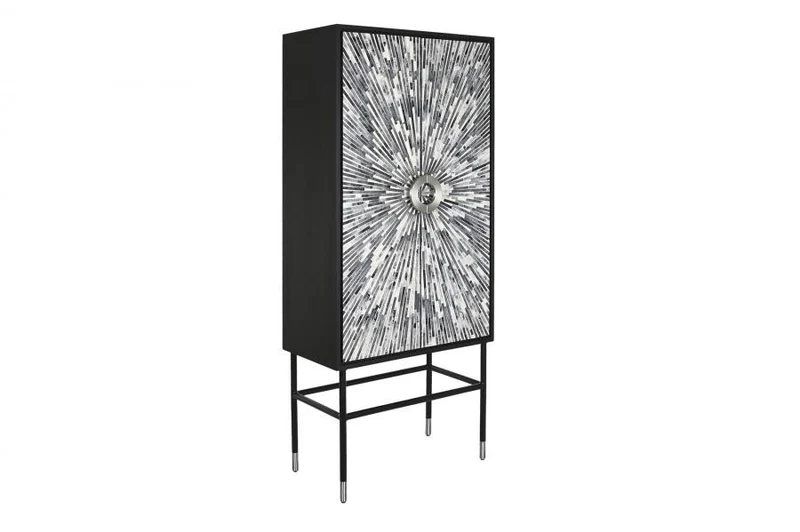 ARMARIO HUESO RESINA 75X40X181 TARACEA NEGRO