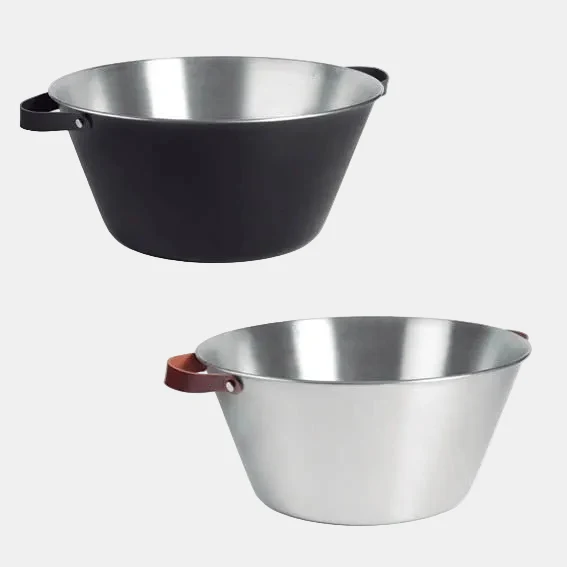 Barreño acero inox asa de cuero Moon Black. ø50 x 21 cm. 30L. Varios colores - 1 Ud.