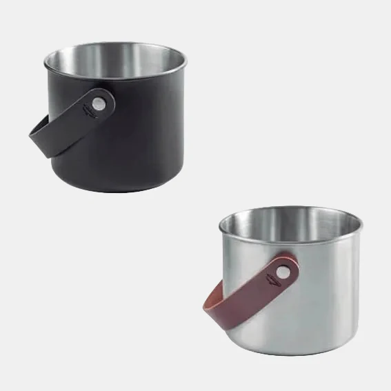 Cubitera acero inox asa de cuero Moon Black. Varias medidas - 1 Ud.