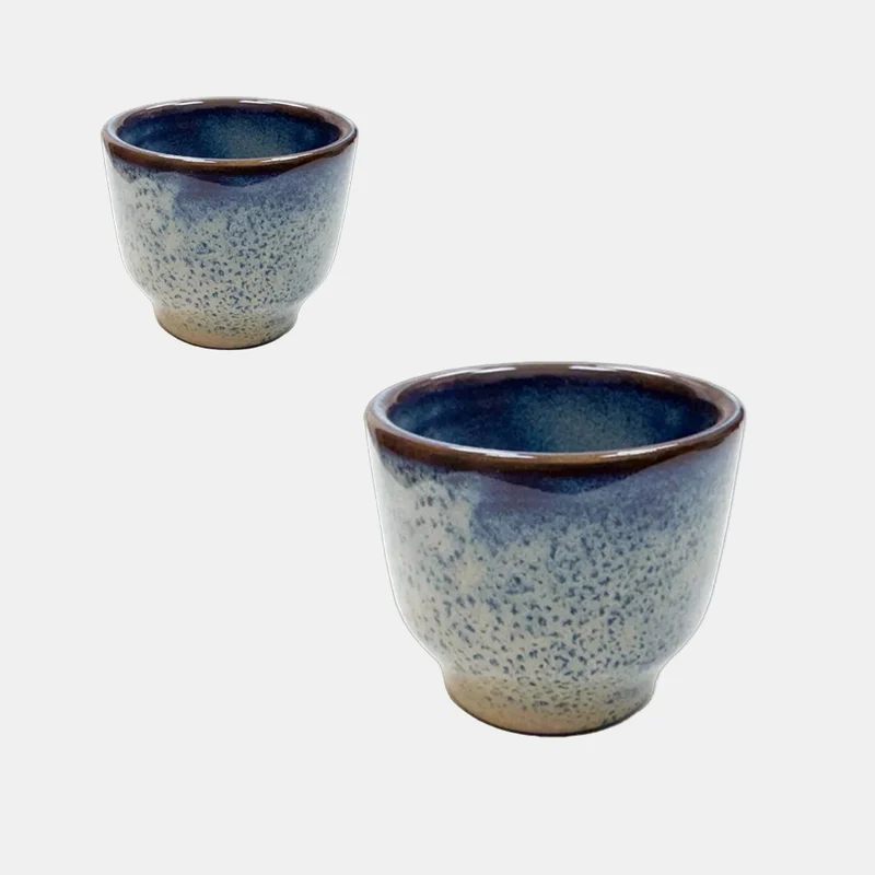 Taza sin asa Charma azul Beige. 8 cl - 6 Uds.