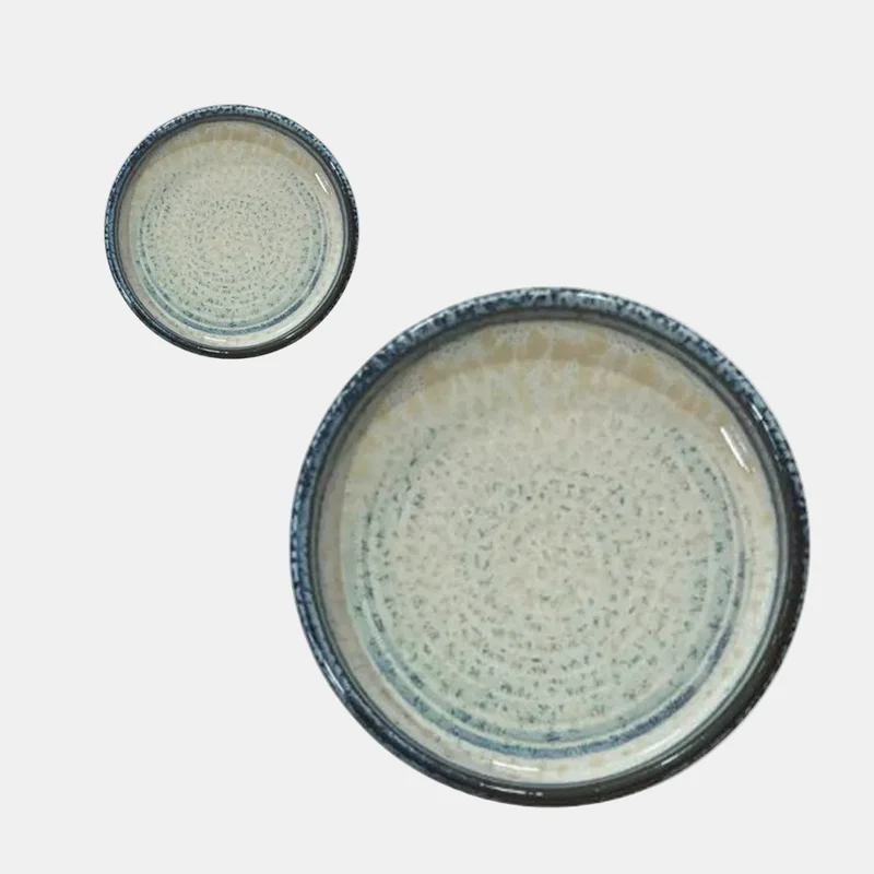 Plato llano pequeño Charma azul beige. 10 x 2 cm - 6 Uds.