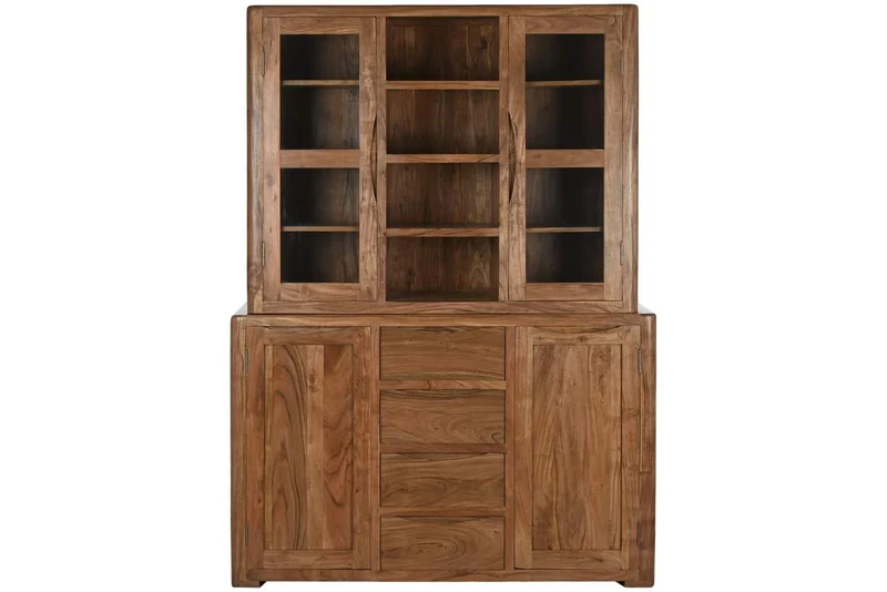 VITRINA ACACIA CRISTAL 140X45X180 MARRON