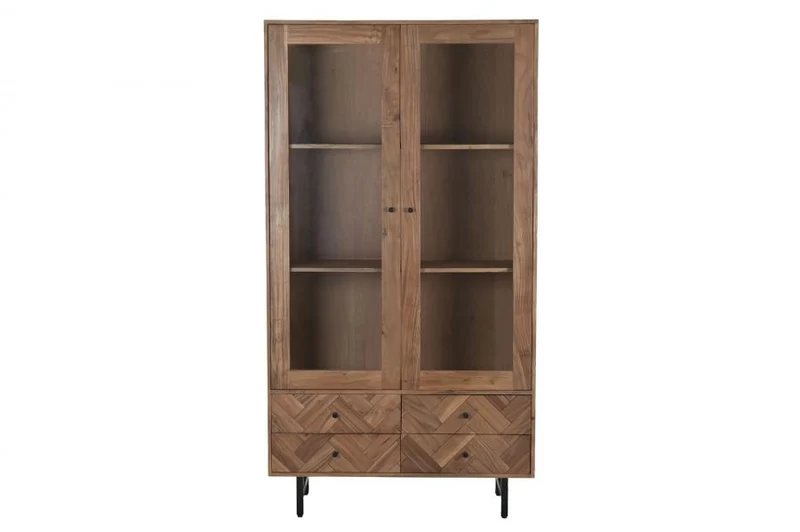 VITRINA ACACIA CRISTAL 100X40X185 MARRON