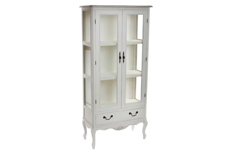 VITRINA MADERA CRISTAL 75X35X160 NATURAL BLANCO