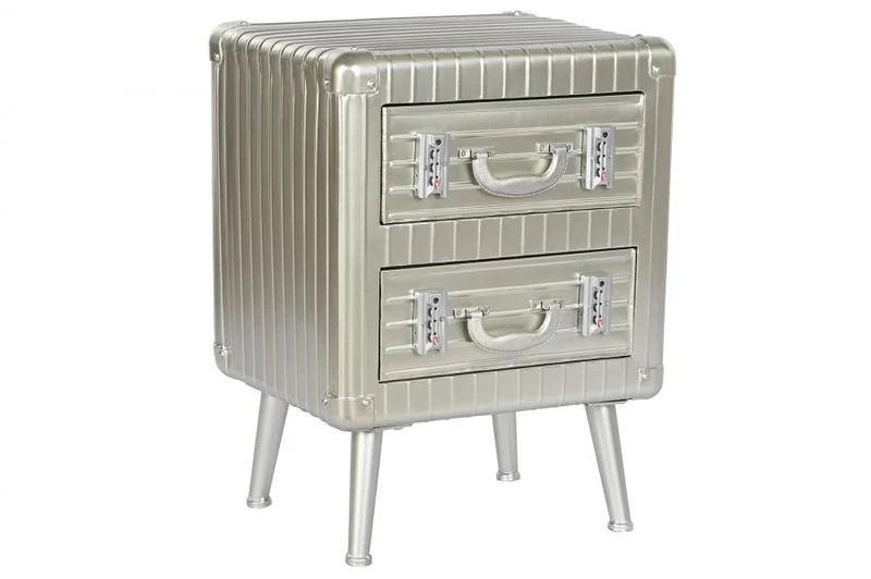 MESITA DE NOCHE METAL MDF 46X39X63 PLATEADO
