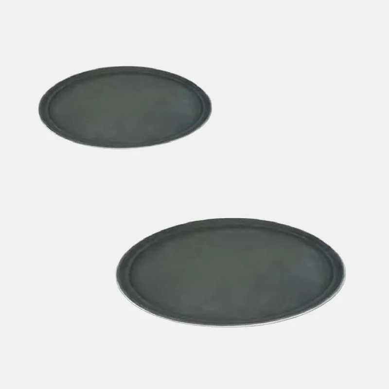 Bandeja oval de camarero negra antideslizante. 56 x 68 cm - 6 Uds.
