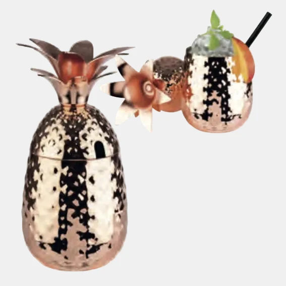 Taza de acero inox pineapple cobre. ø9 x 19 cm. 0,5 L - 1 Ud.