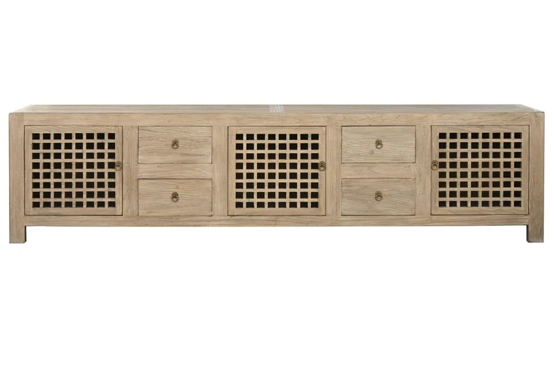 MUEBLE TV OLMO MACIZO 240X44X60 3 PUE 4 CAJ
