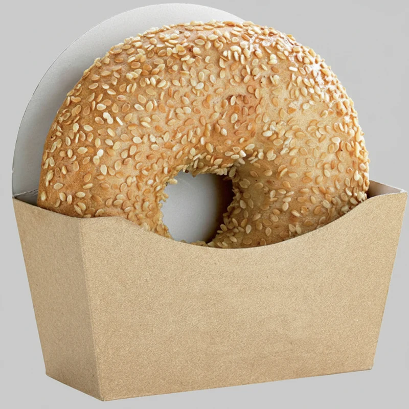 Caja de cartón kraft interior blanco para bagel. 12 x 12 x 4,5 cm - 1000 Uds.