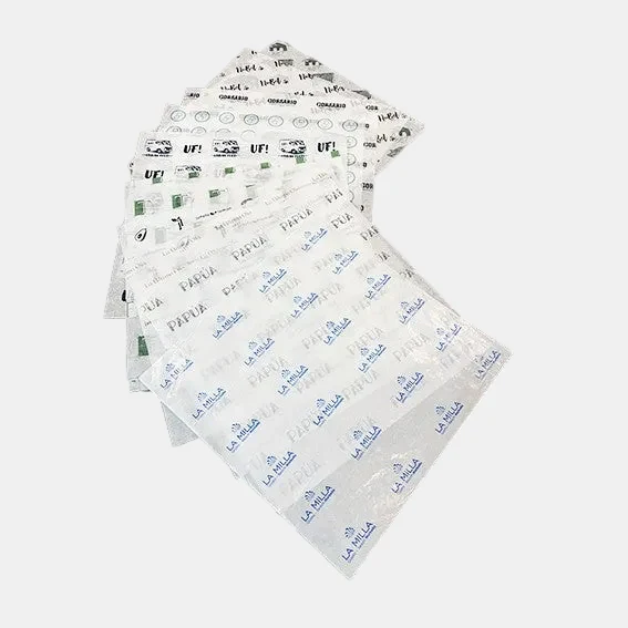 Papel parafinado personalizado 1 tinta 20x20 cm. Varios formatos.